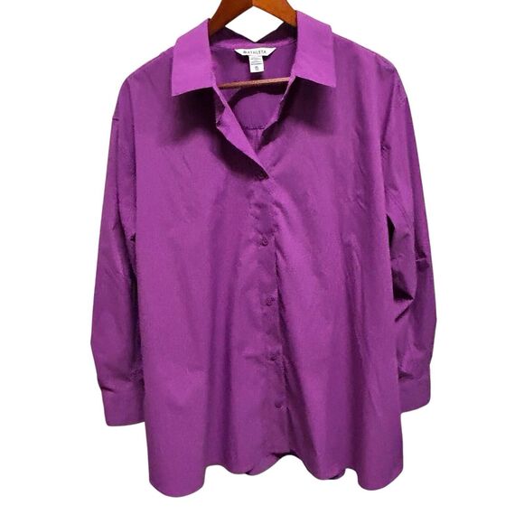 Athleta Jazzy Purple Button Down Shirt With Zipper Pocket  Women’s Size XL - Picture 1 of 14